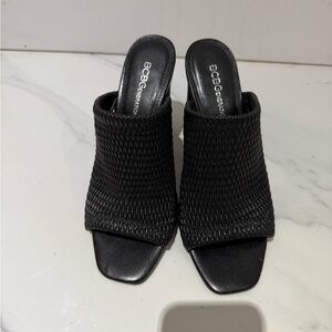 BCBGeneration Black Textured Mules